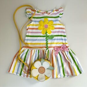 Good Lad Girls Colorful Sunflower Dress & Purse Set